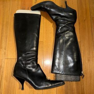 Black Prada leather boots